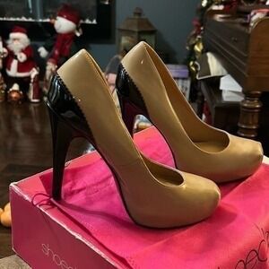 ShoeDazzle High Heels‎ Womens Size 6.5 Beige/Black